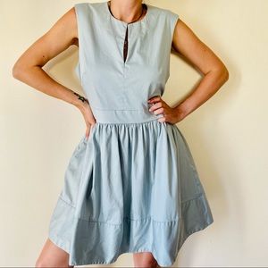 Reiss fit & flare blue sleeveless mini dress